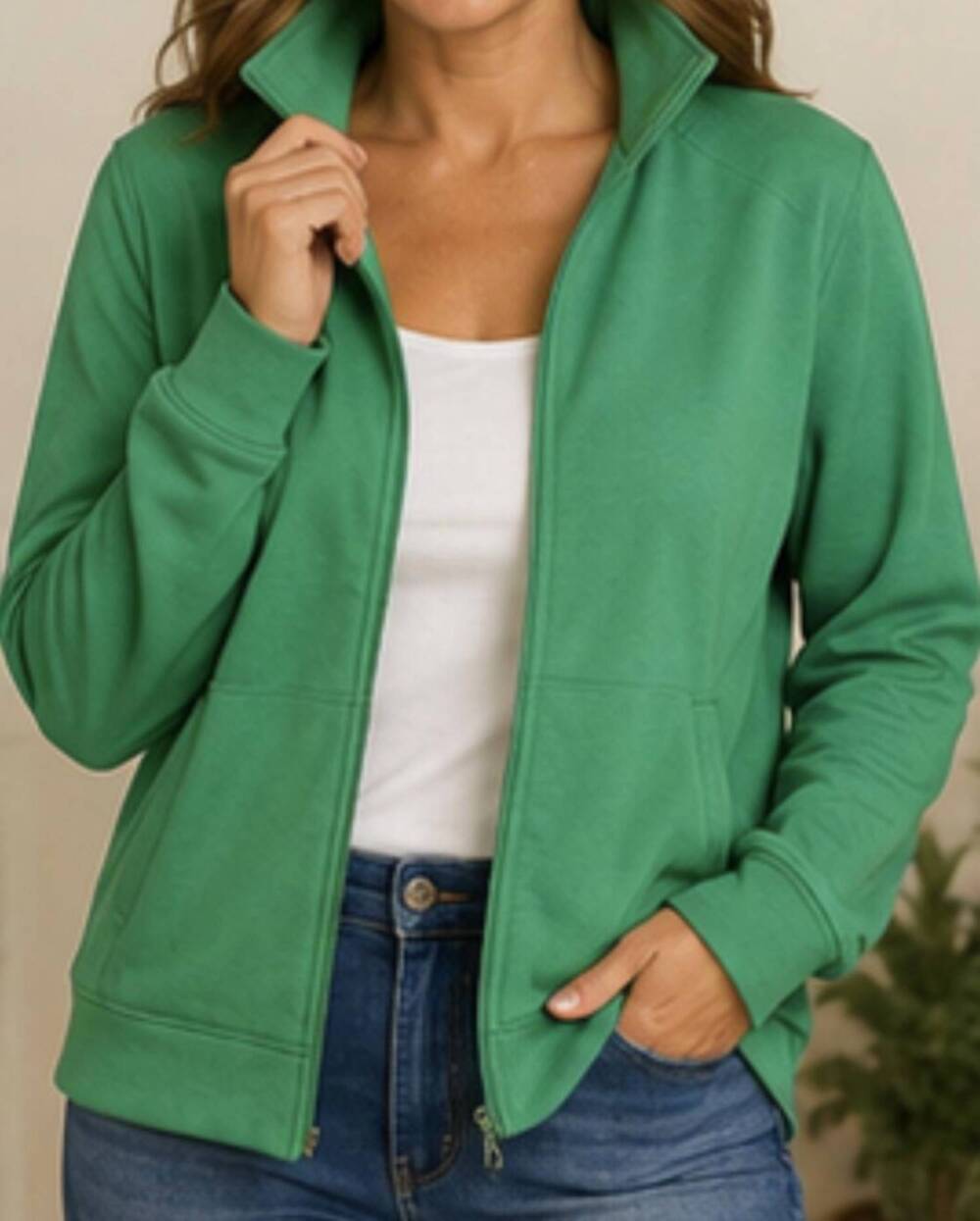NEW WILD PALMS zip front jacket in mint